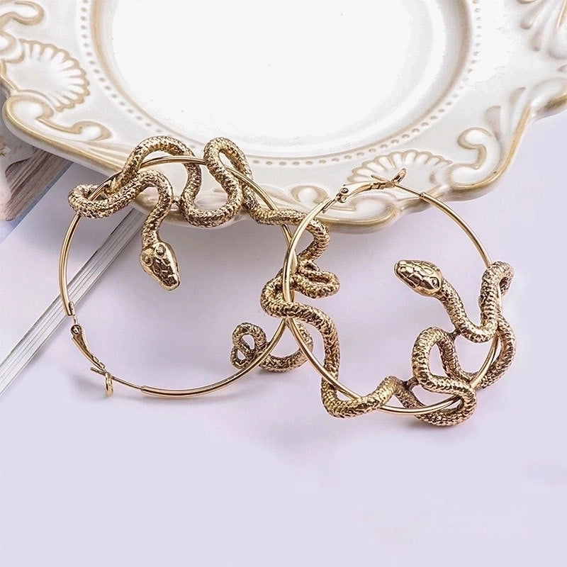 1 Pair Gothic Retro Snake Plating Alloy Gold Plated Silver Plated Hoop Earrings