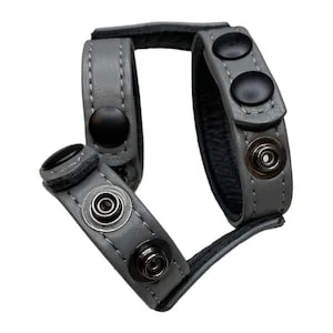 pornhint Pornhint Triple Gray Garment Leather Cock And Ball Harness