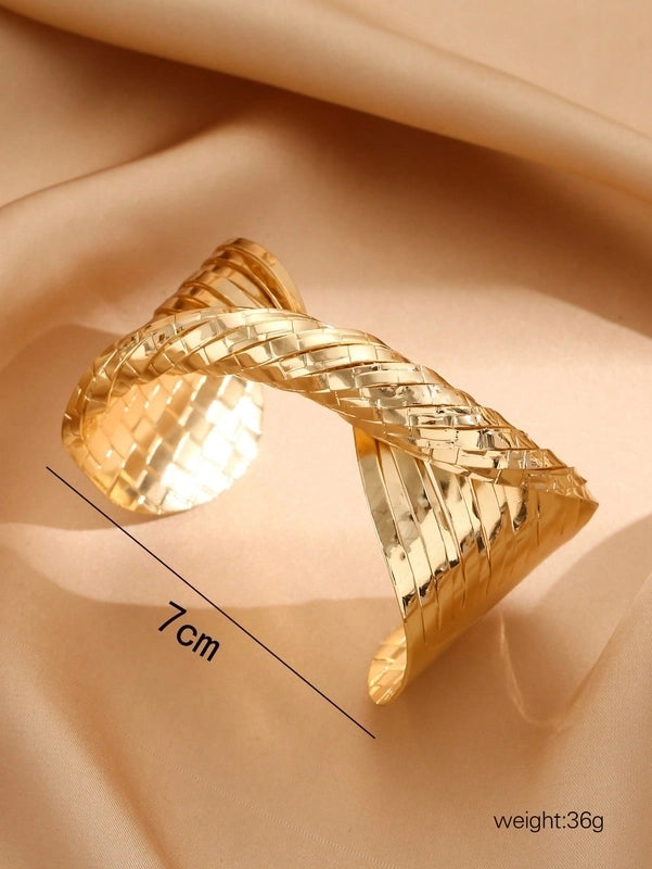 Retro Roman Style Solid Color Copper Bangle