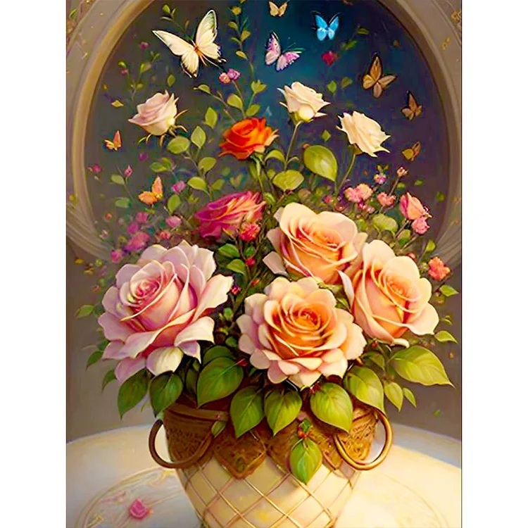 Bouquet In Vase 30*40CM (Canvas) Full Round Drill Diamond Painting gbfke