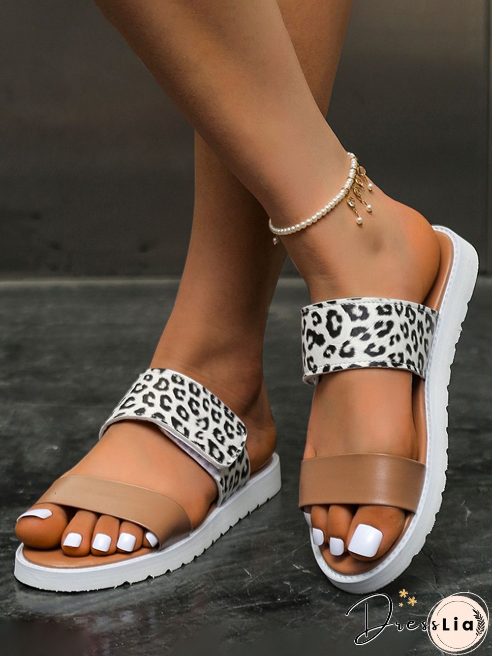 Leopard Print Snake Print Zebra Print Cow Print Strap Casual Slippers