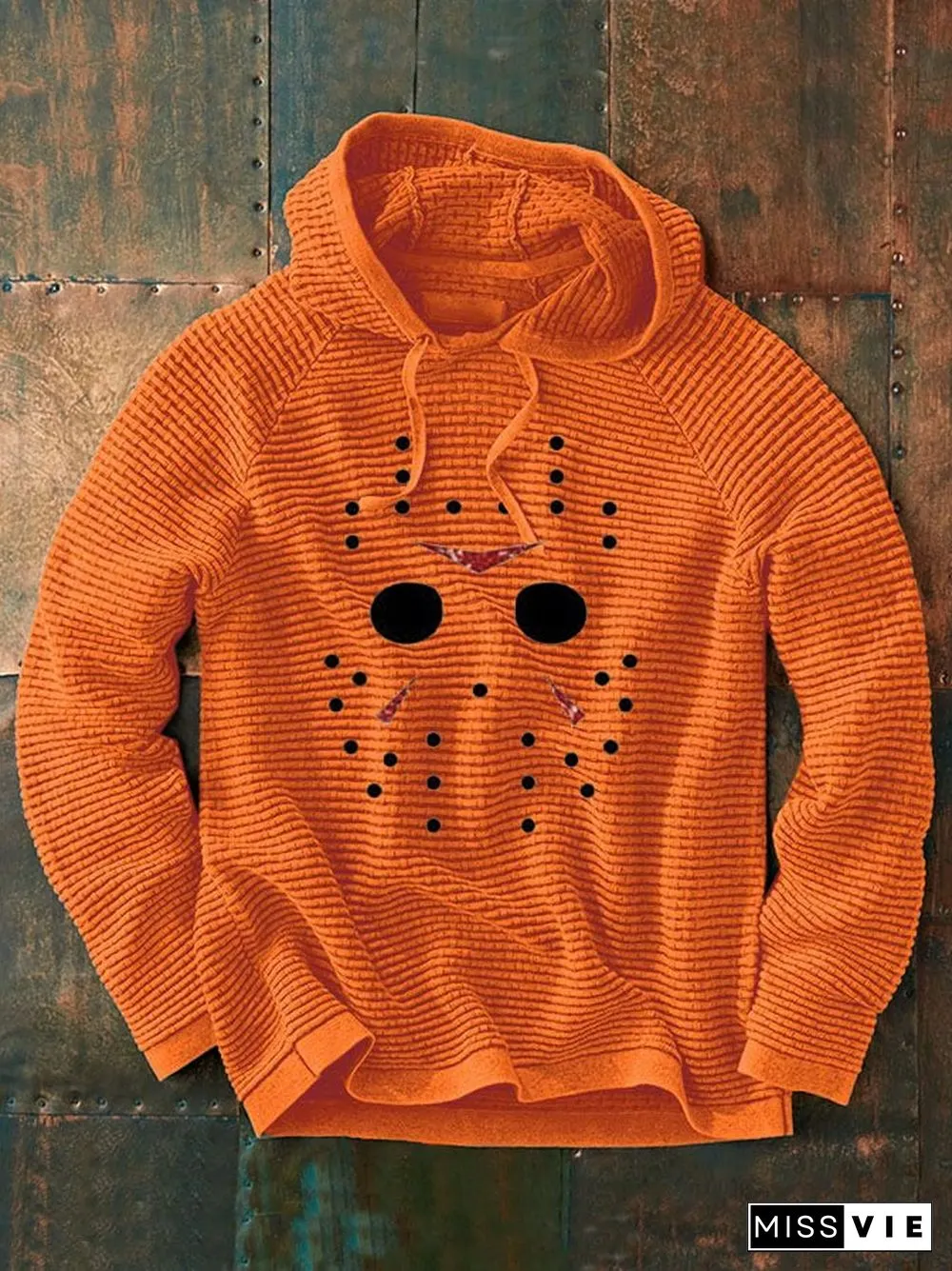 Men's Vintage Ghostface Halloween Print Waffle Hoodie