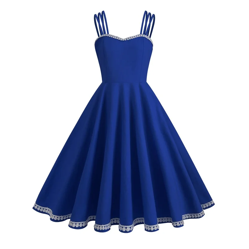 Vintage Solid Slip Dress Hepburn Large Swing Dress