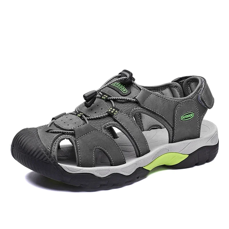 Big Size Men Genuine Leather Sandals Summer Comfortable Casual Men Shoes Vacation Beach Shoes Fashion Outdoor Non-Slip Sneakers