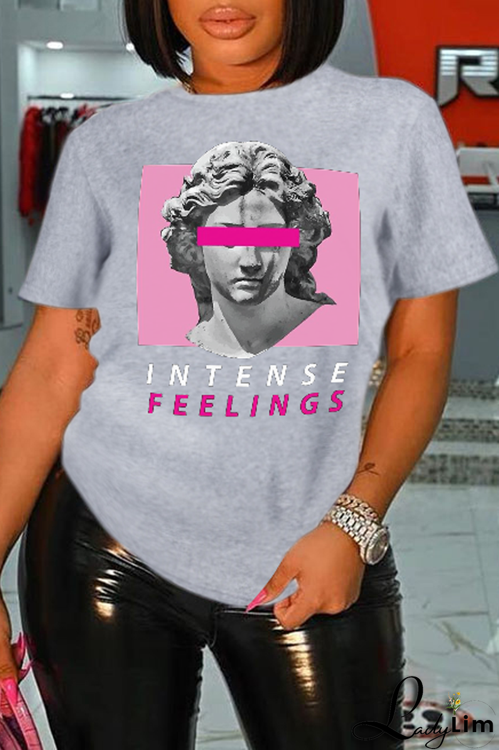 Black Street Daily Print Patchwork O Neck T-Shirts