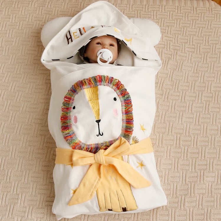 HELLO FROM Baby Lion Newborn Wrap Blanket