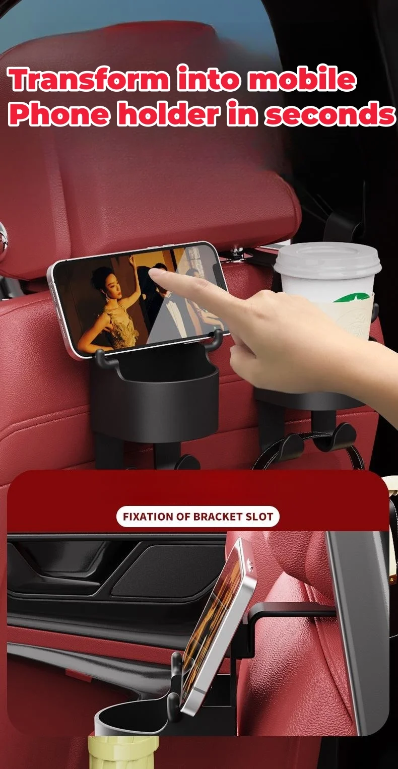 Car multifunctional seat back water cup holder hook