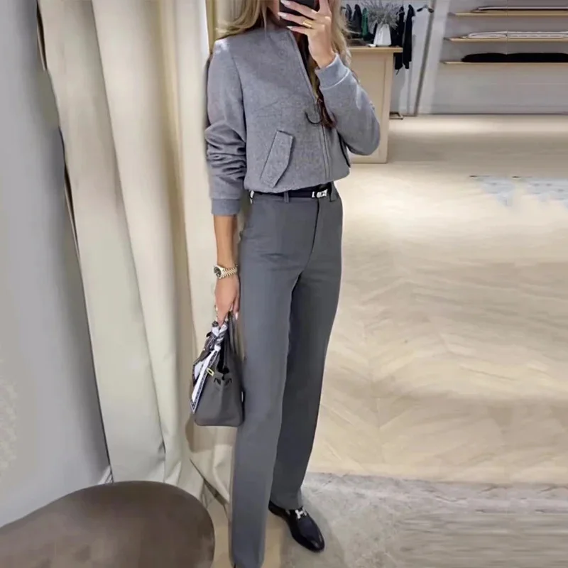 Ueong Ueong Fall 2023 New Design Pocket Casual Top Goes With Commuter Straight Suit Suit
