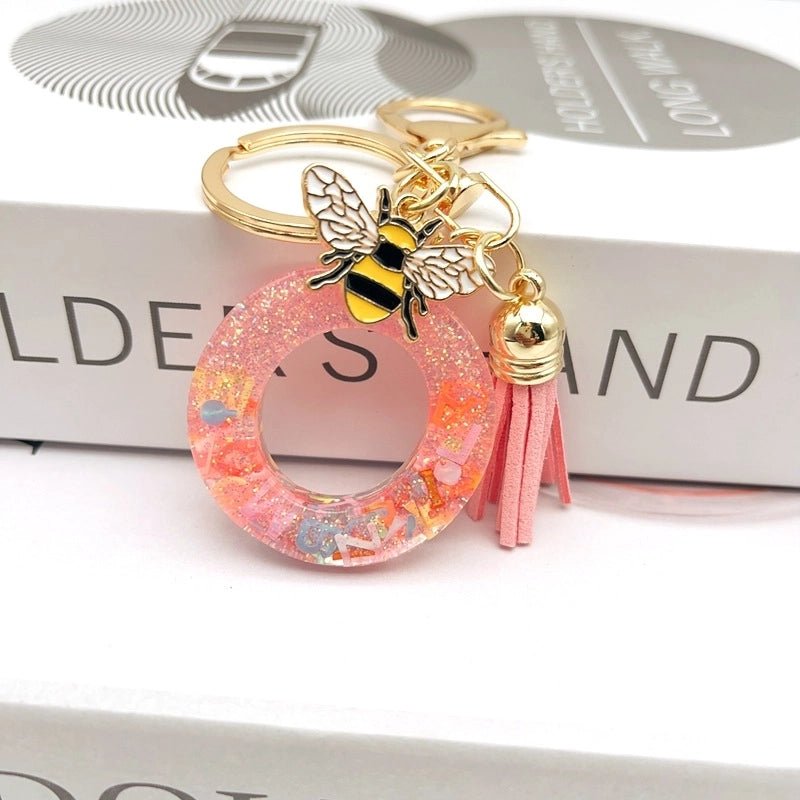 Retro Classic Style Letter Bee Resin Women’s Bag Pendant Keychain