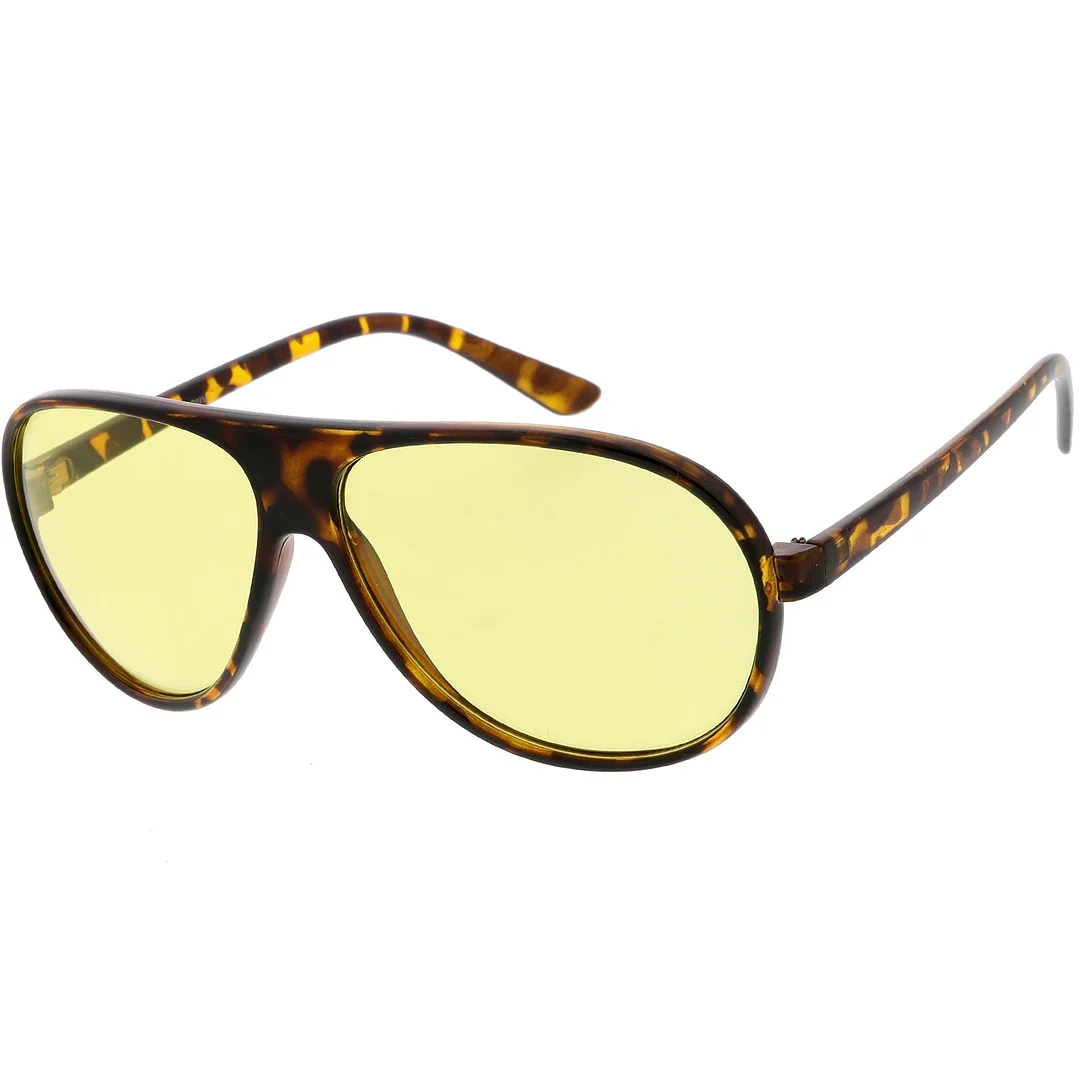 Retro Oversize Flat Top Aviator glasses Blue Blocker Lens 64mm