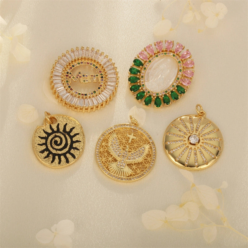 1 Piece 29*29mm Copper Zircon Sun Eagle Pendant Jewelry Accessories