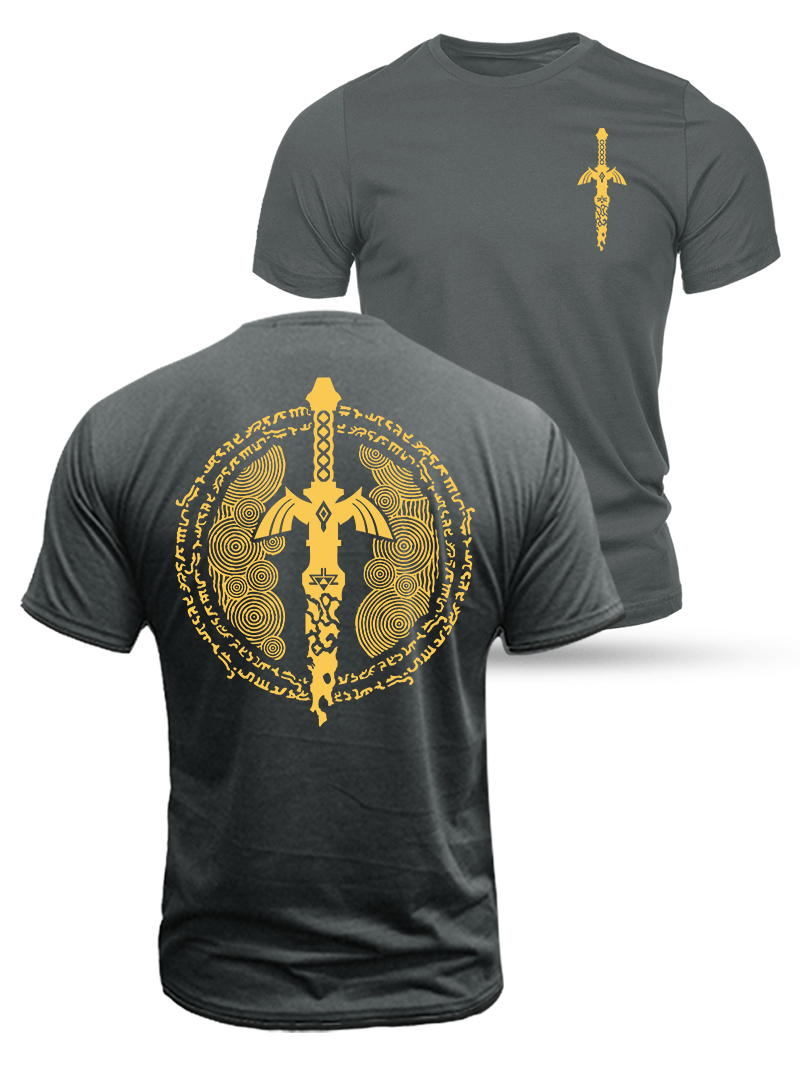 Sword Seal Viking Double Printing Cotton T-Shirt