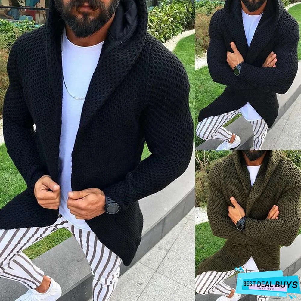 Men Clothes Open Stitch Casual Sweater coat Tricot Cardigan Male Autumn Hoodies Knitted Overwear Hombre