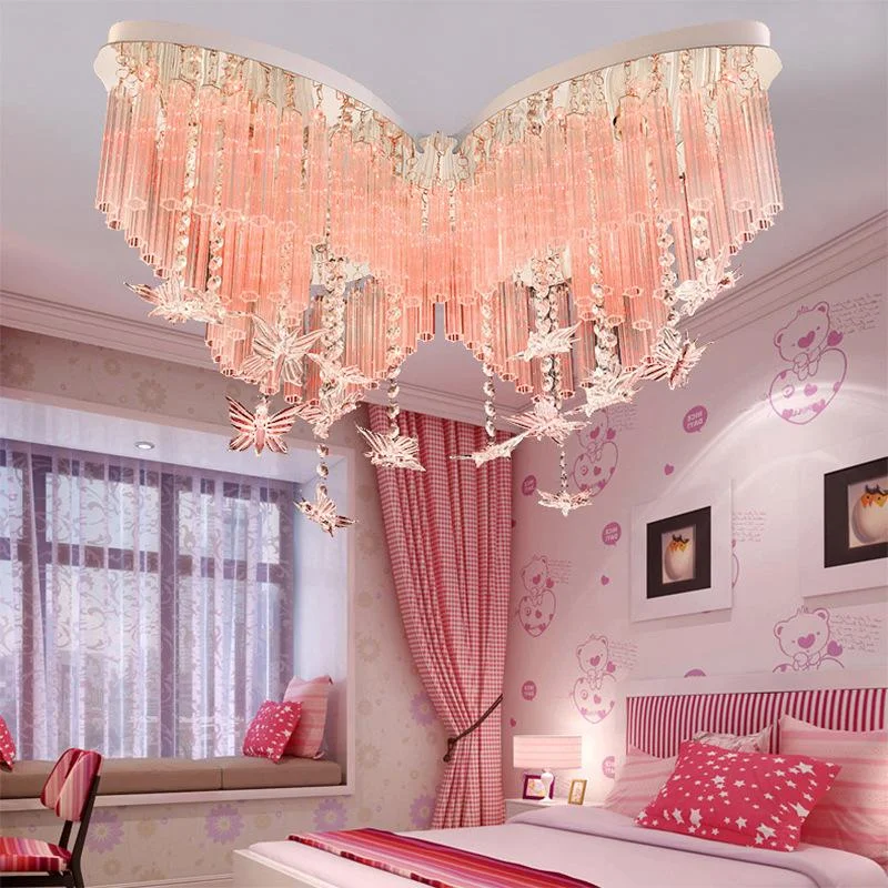 Butterfly Lamp Children's Room Lamp Light In The Bedroom Red, Blue and Violet LED Remote Control Can Fix Color Ceiling Lamp At Any Time