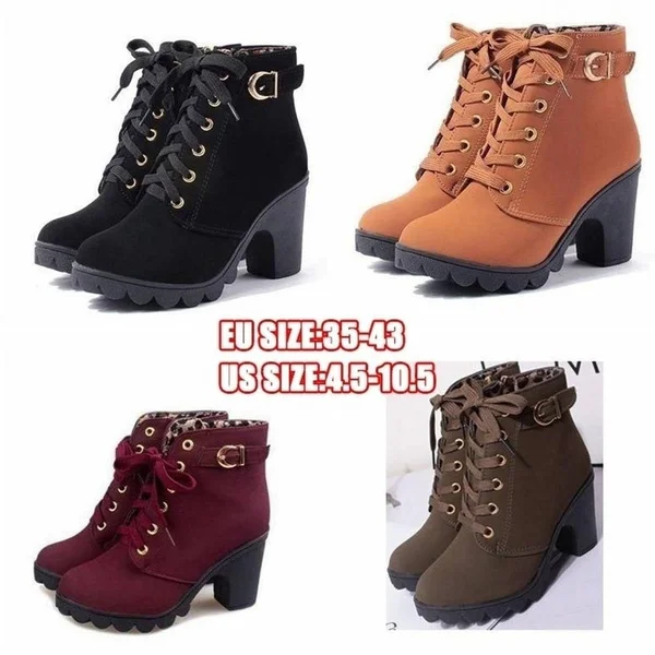 New Large Size Ladies Shoes Thick Heel Short Boots Botas De Mujer Ladies Boots Womens Shoes for Women