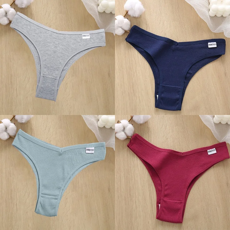 4PCS/Set Cotton Panties Women's Panties FINETOO Sexy Female Underpants Low Waist Underwear Women Pantys Lingerie M-XL