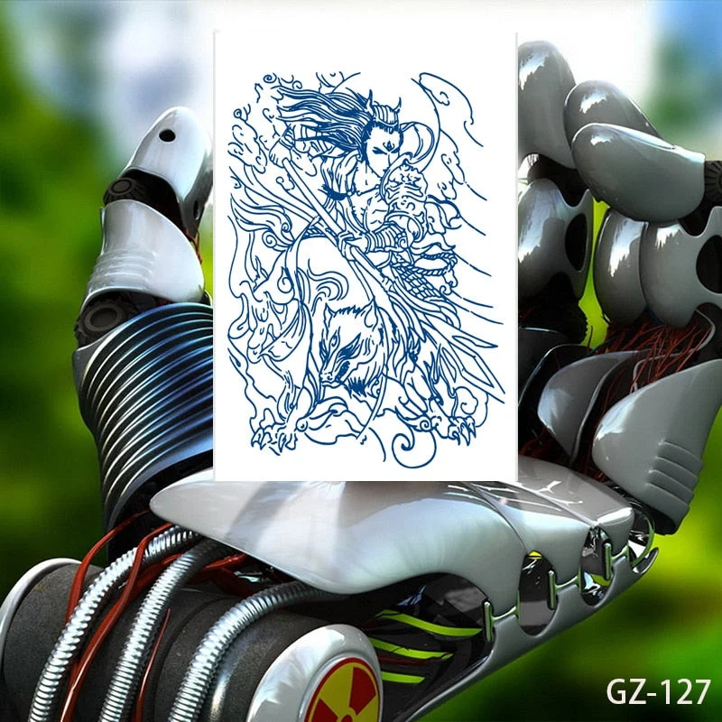 Temporary Waterproof Tattoos Stickers Sexy Mythical Dragon Girl Fox Mask Juice Ink Lasting Arm Back Body Buttocks Fake Tatoo DIY