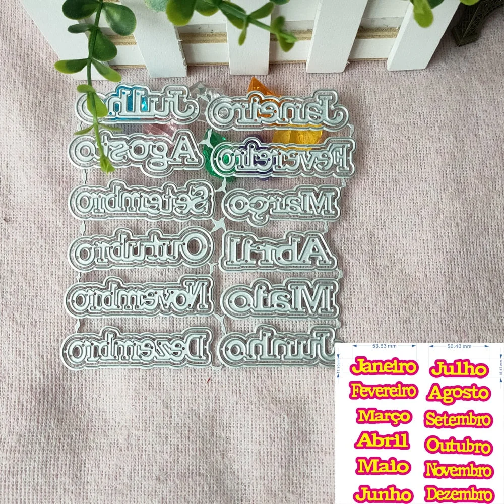 New 12Pcs 12 months Words metal cutting Die mold frame for scrapbook photo album decoration carving handmade paper card