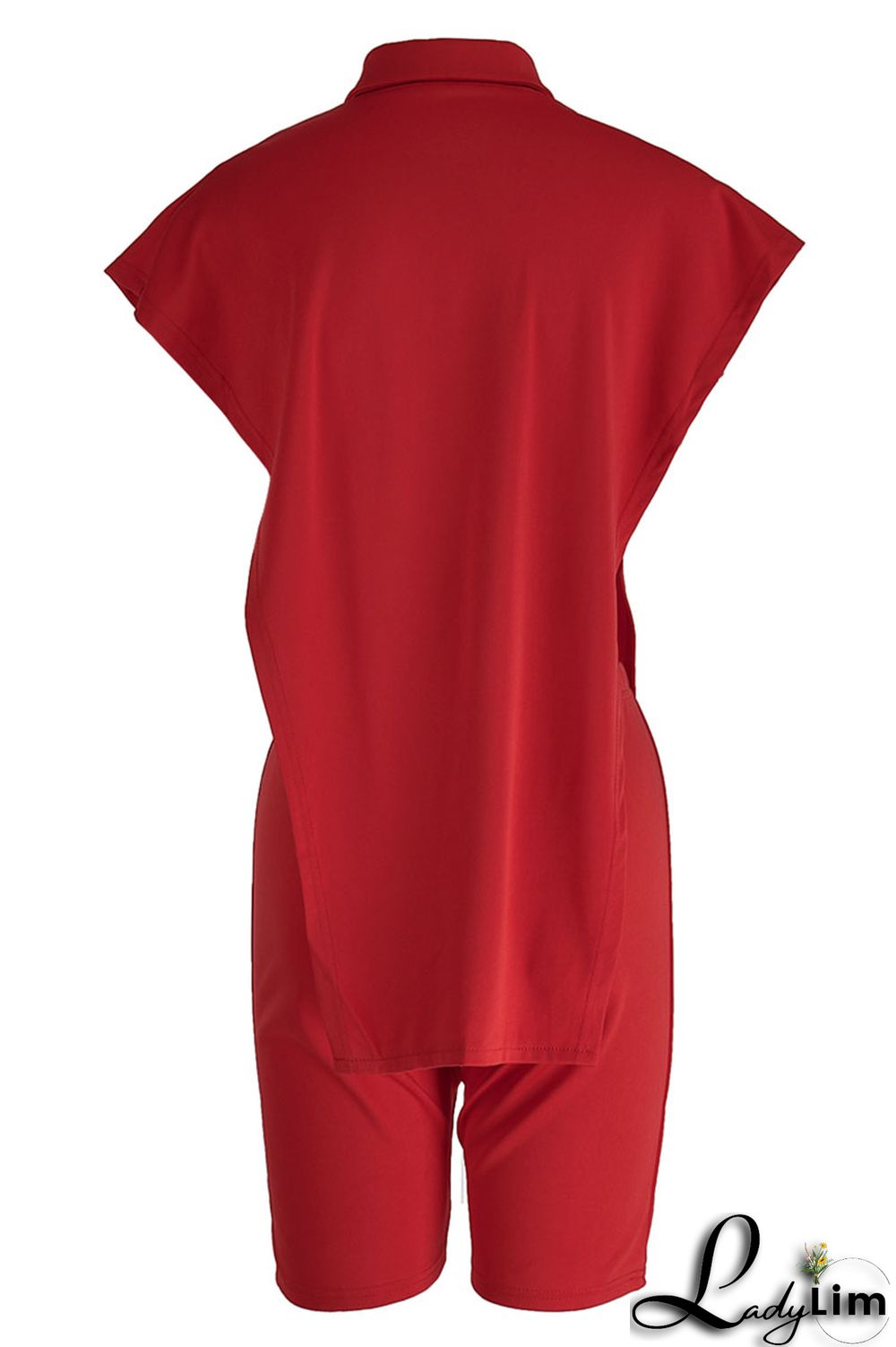 White Sexy Street Solid Split Joint Buckle Asymmetrical Turndown Collar Sleeveless Two Pieces