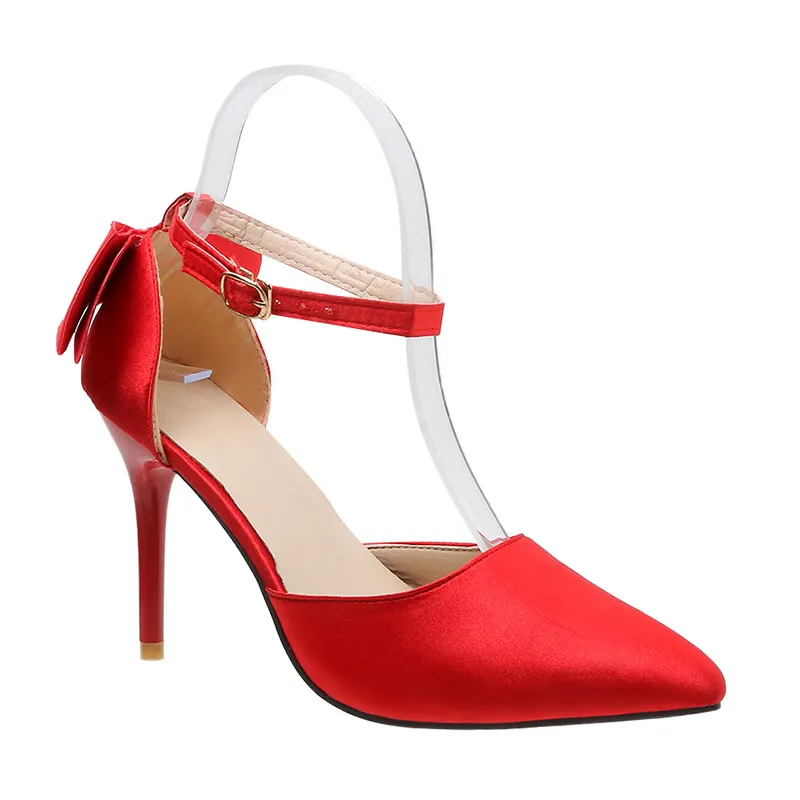 Breakj Breakj New Summer Buckle With Bow High Heels Fine Heel Head Of Women's Shoes Sandals