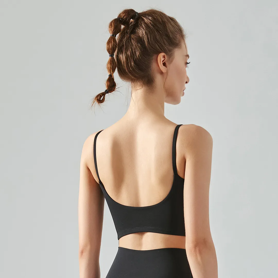 Buy Hergymclothing Black eco friendly thin straps sports gym workout sustainable fitness tank top vest at an affordable price