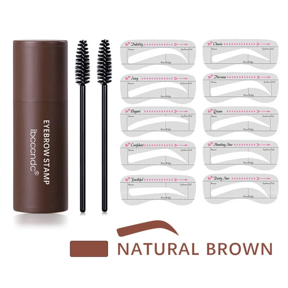 One Step Eyebrow Stamp Shaping Kit Professional Eyebrow Gel Stamp Makeup Kit with 10 Reusable Eyebrow Stencils Eyebrow