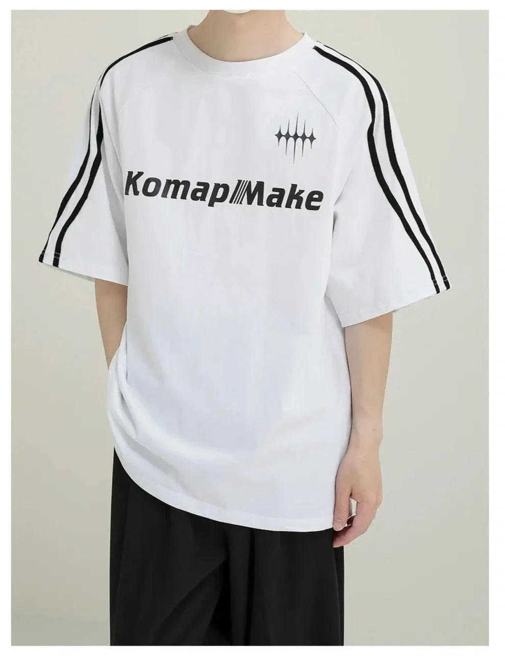 Aonga Logo Print T-Shirt with Sleeve Stripes