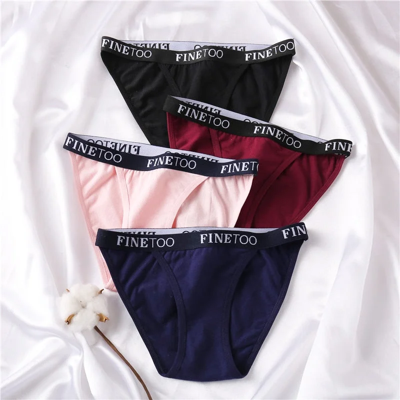 FINETOO 3Pcs/set Cotton Briefs Women Low-rise Panties M-XL Ladies Underwear Sexy Letter Belt Underpants Comfortable Lingerie New