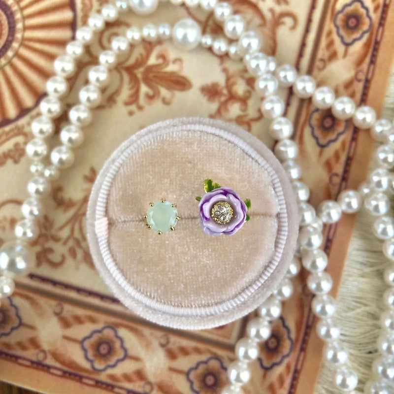 Copper Inlay Flower Pearl Rings