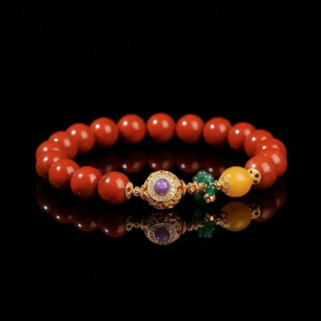 JiStones 'Crimson Harmony' Southern Red Agate & Royal Sugilite Bracelet