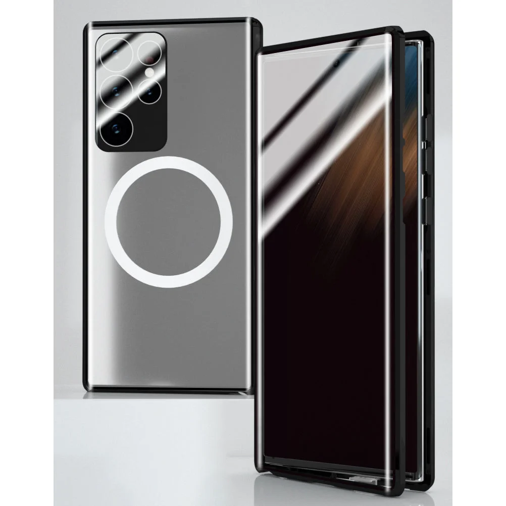 Double-Sided Tempered Glass Magnetic Wireless Charging Case for Samsung S23 Ultra