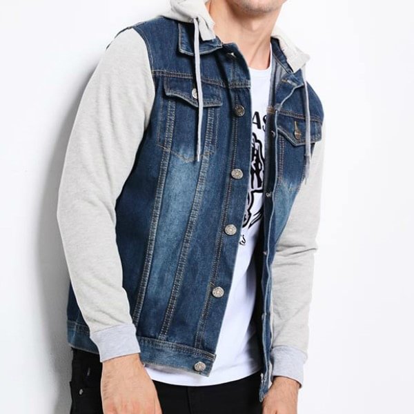 Men's Casual Streetwear Patchwork Hooded Denim Jackets