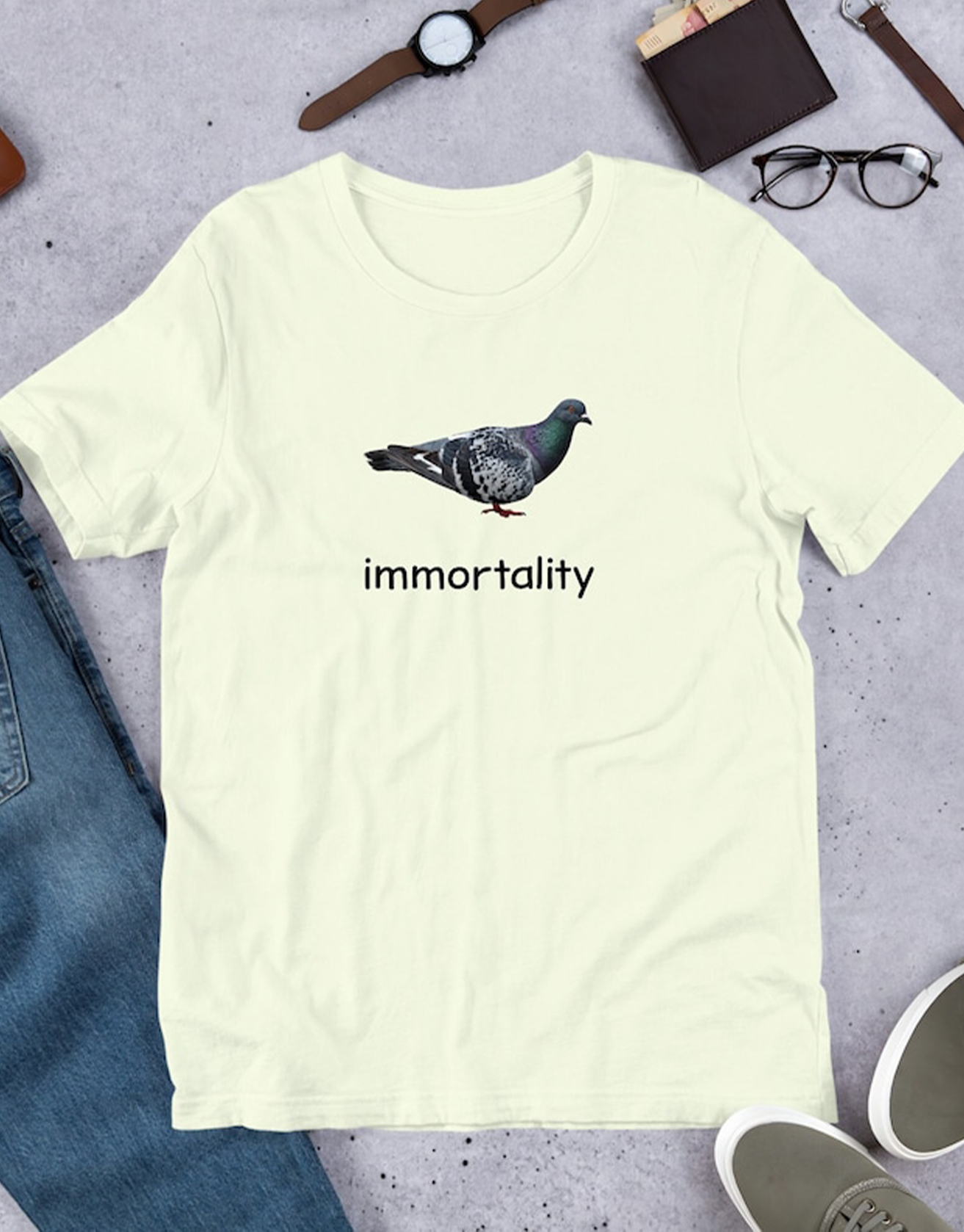 Immortality Pigeon T-Shirt Y2K Funny Meme Shirt / TECHWEAR CLUB / Techwear