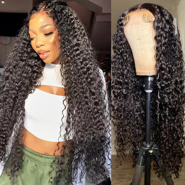 30Inch Kinky Curly Glueless Wigs 4x4 HD Transparent Lace Closure Virgin Human Hair ELCNEPAL