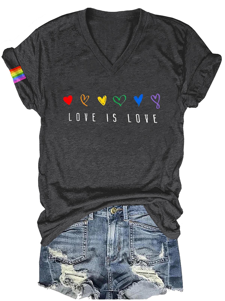 Comstylish Love Is Love LGBT Art Print Casual T-Shirt