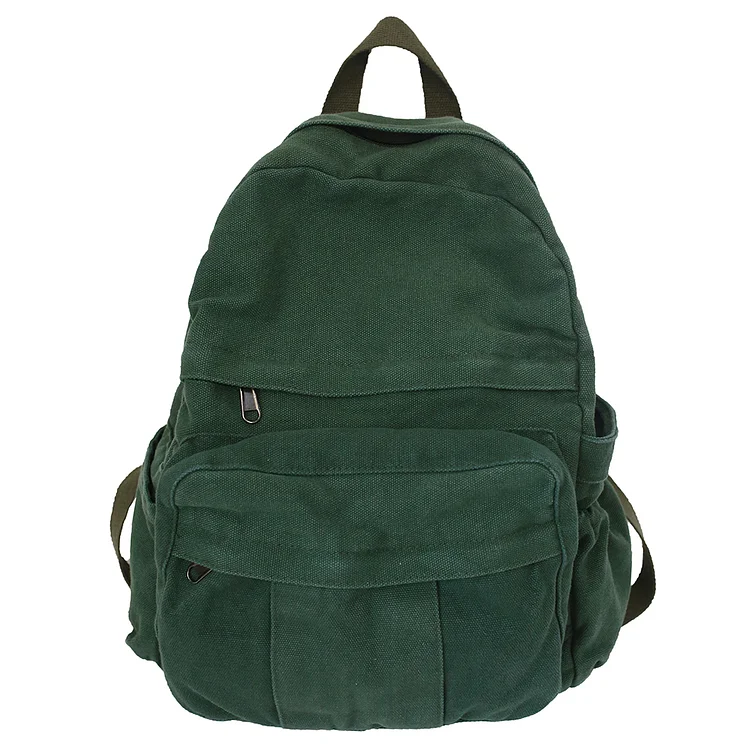 Simple College Student Bag Large Capacity Women Laptop Backpacks Travel Knapsack (Retro green)
