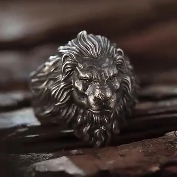 Sterling Silver Bully Lion Head Ring