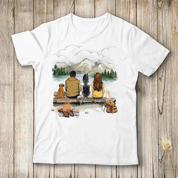 Personalized dog mom dad T-Shirt gifts for dog lovers - DOG & COUPLE - Hiking - Mountain - 2415-Annaletters