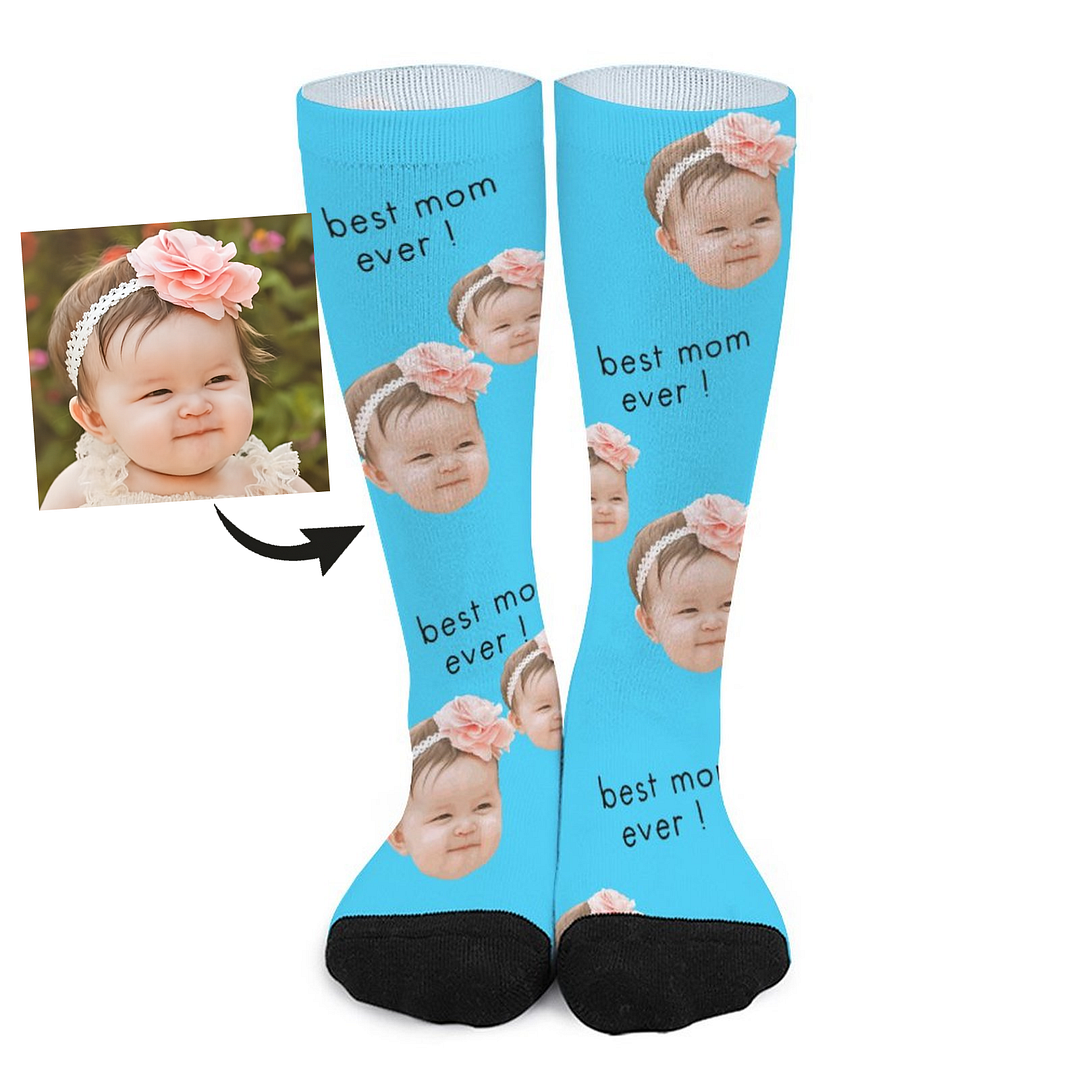 Personalized Baby Photos Socks Written Best Mom Ever