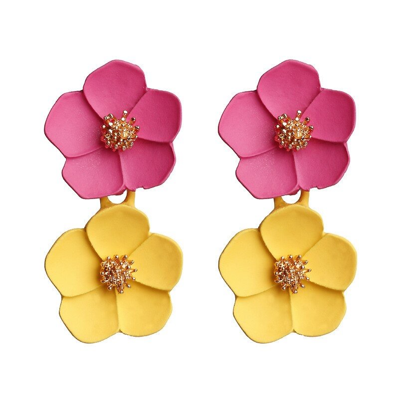 UsmallLifes King  Fashion earrings romantic multicolor flower earrings double earrings US Mall Lifes