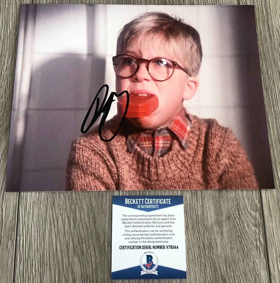 PETER BILLINGSLEY SIGNED A CHRISTMAS STORY 8x10 Photo Poster painting w/PROOF & BECKETT BAS COA