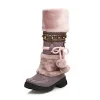 Women's Fur Ball High Boots Warm Ethnic Boots