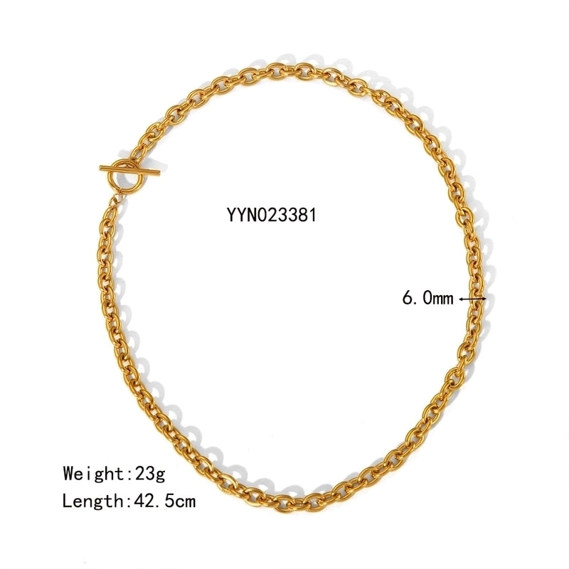 Elegant Lady Classic Style Geometric Solid Color 201 Stainless Steel 18K Gold Plated Toggle Bracelets Anklet Necklace