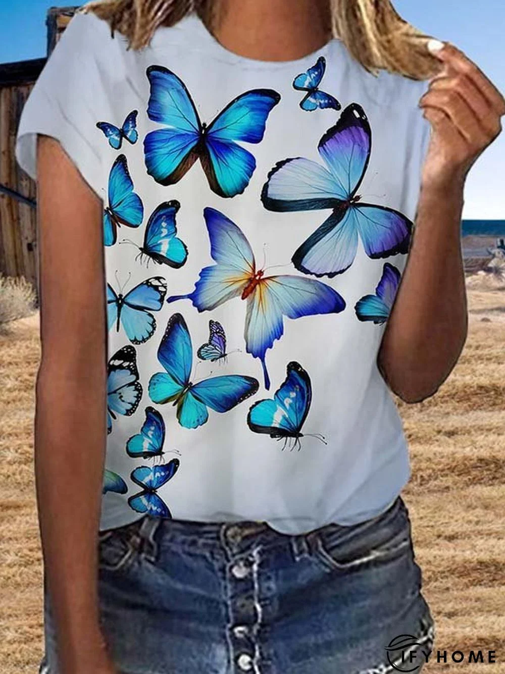 Printed Casual Crew Neck T-shirt | IFYHOME