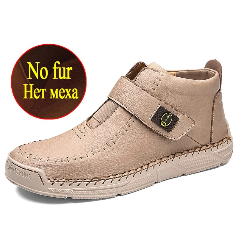 Fashion Men's Winter Boots Handmade Men's Ankle Boots Plush Warm Men's Snow Boots Outdoor Cold Protection Winter Men's Boots