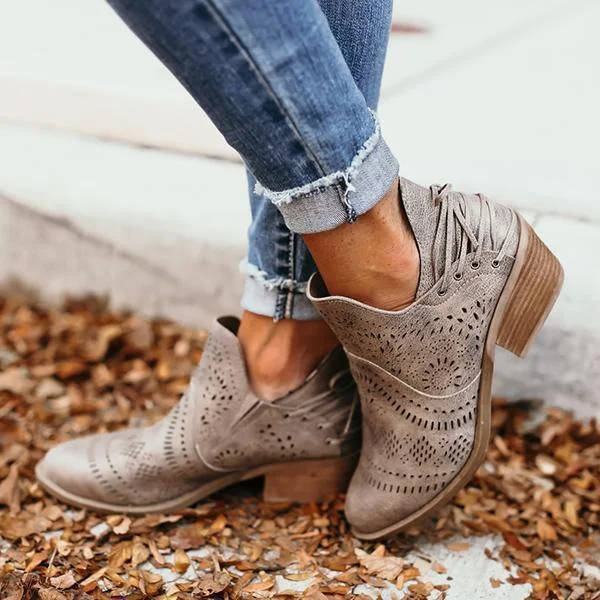 Laser Cutout Ankle Booties
