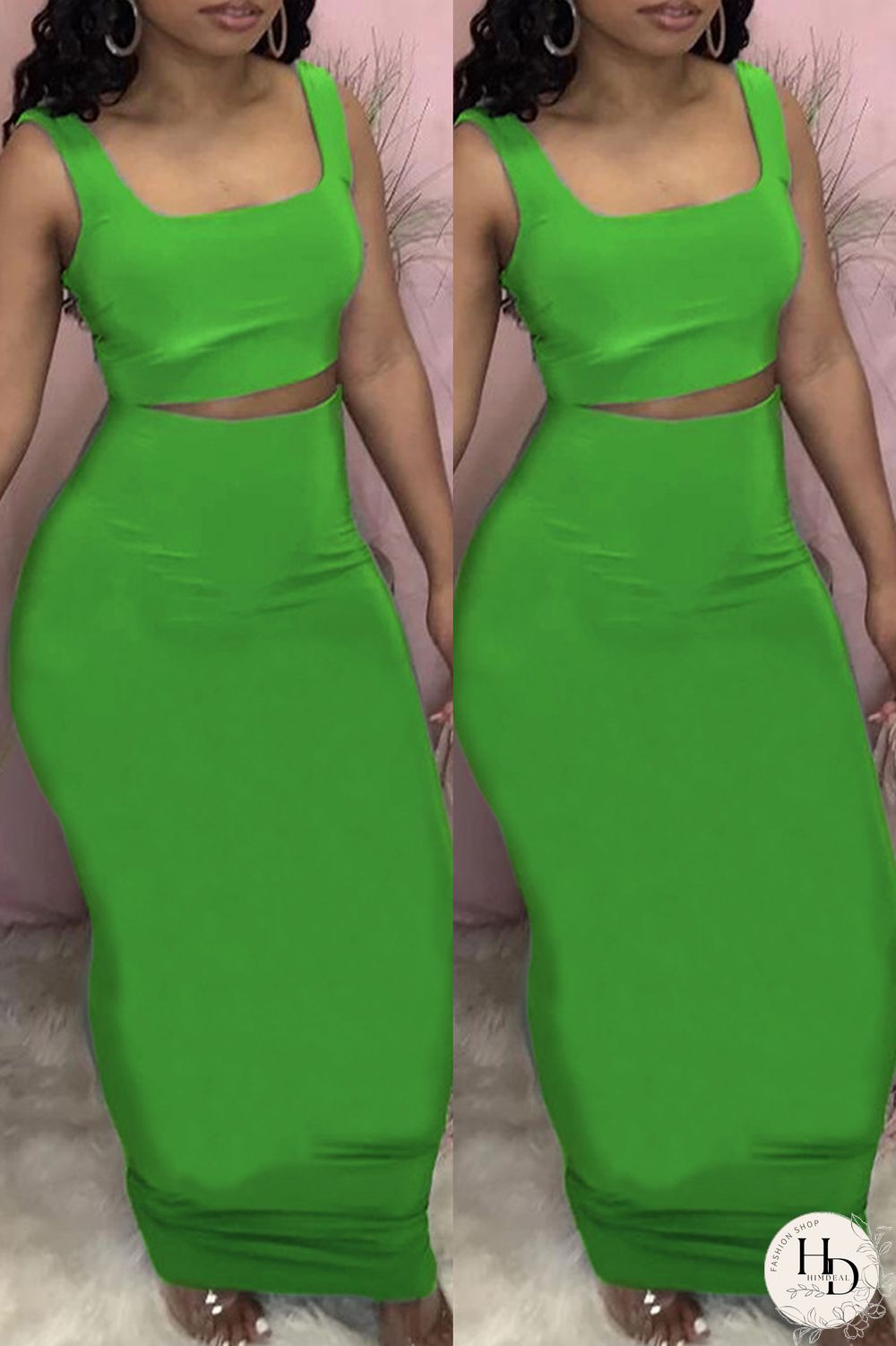 Yellow Casual Solid Vests Square Collar Sleeveless Two Pieces