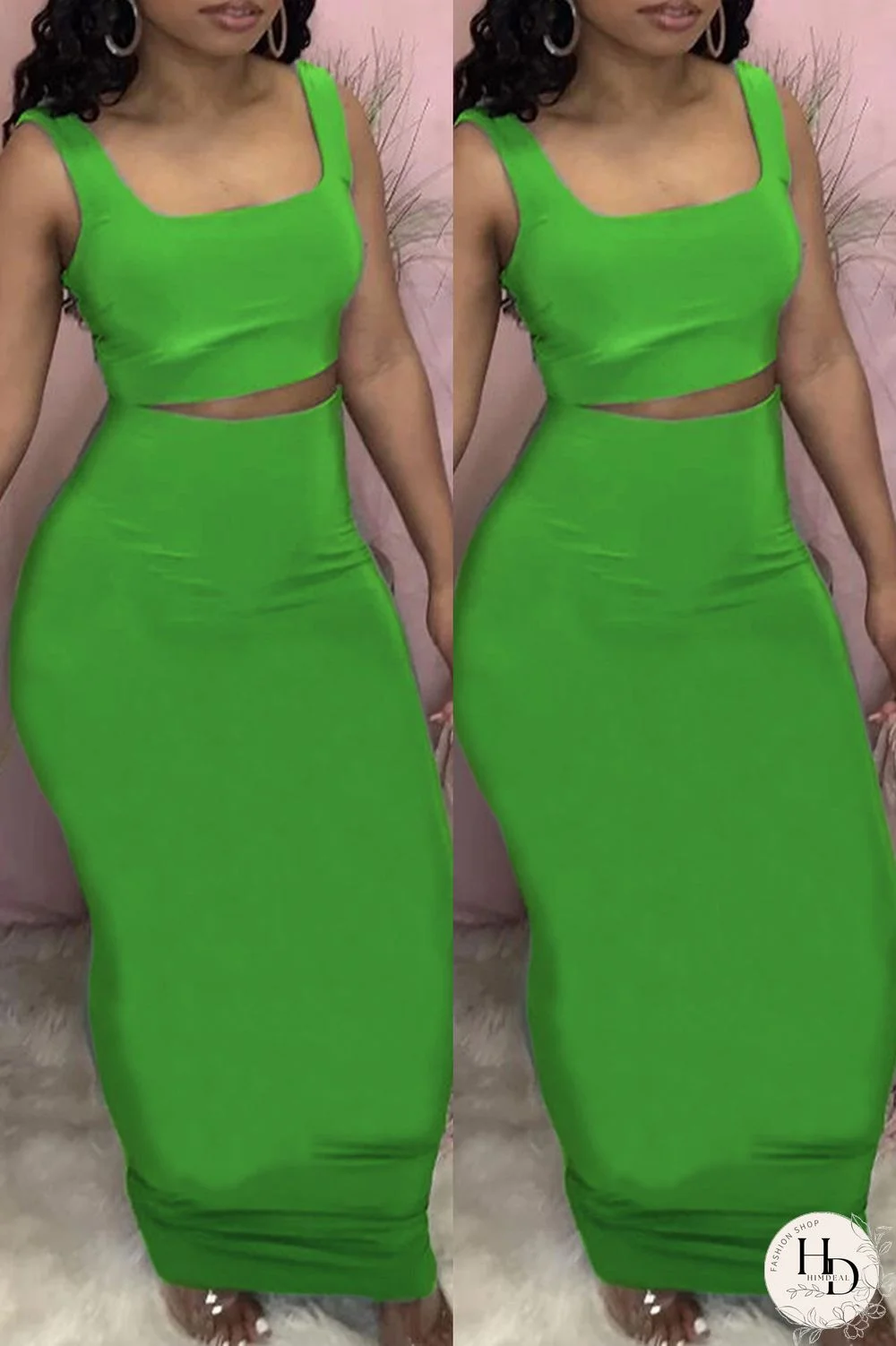 Yellow Casual Solid Vests Square Collar Sleeveless Two Pieces