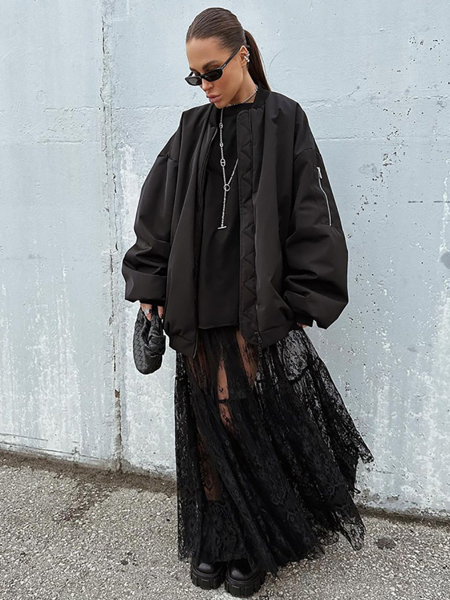 Fashion Colorblock Lace Buckle Belt Asymmetric Hem Velvet Midi Skirt