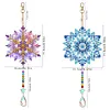 2Pcs Diamond Painting Acrylic Double Sided Snowflake Wind Chime Suncatcher with Crystal Hanging Pendant
